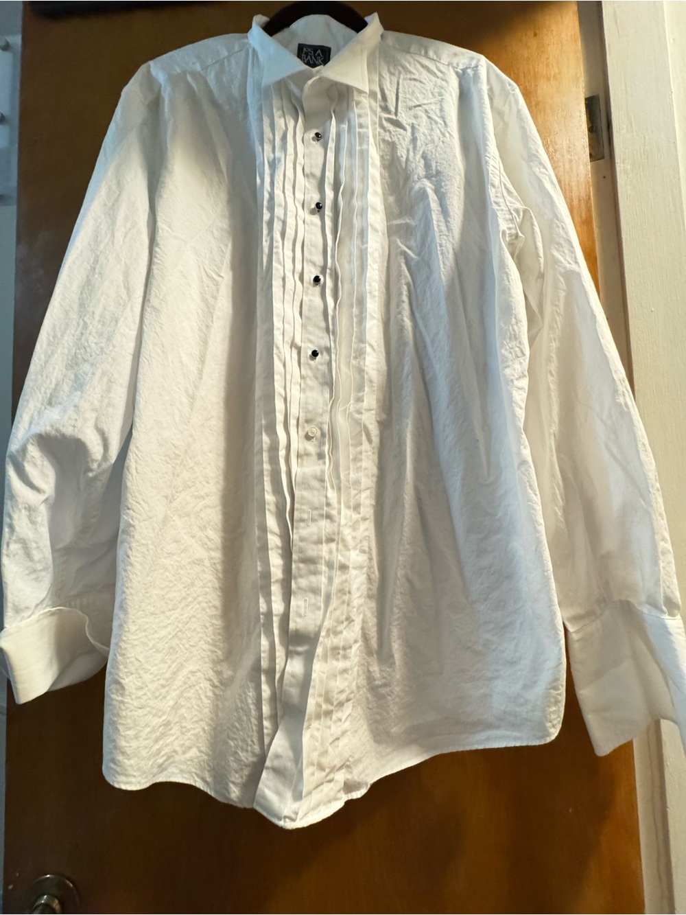 Jos. A. Bank White Pleated Front Dress Shirt
